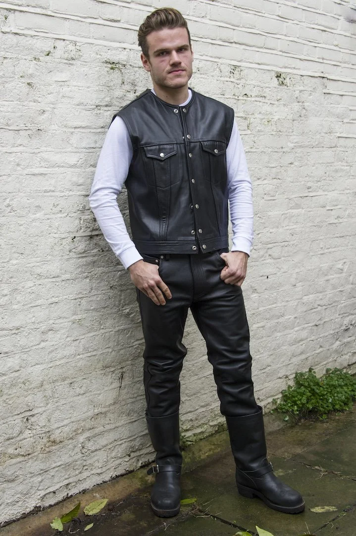 LV3 Jeans Style Leather Waistcoat — The London Leatherman